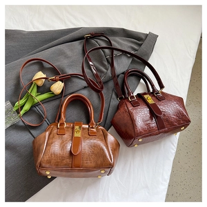 Französische Retro Krokodil Muster Handtasche Damen Schulter Umhängetasche Detail Ansicht