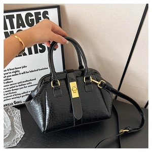 Retro Kroko-Muster Lackleder Handtasche, elegante Bügel-Griff-Umhängetasche für Damen.
