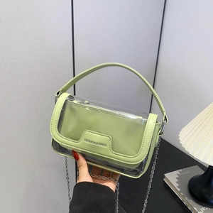 Mode Transparente Geleebeutel Damen Kleine Quadratische Umhängetasche PVC Kunstleder Spleißen Kette Schulter Handtasche