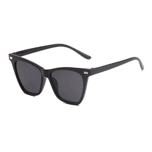 Classic black square frame sunglasses with silver rivet accents and dark lenses