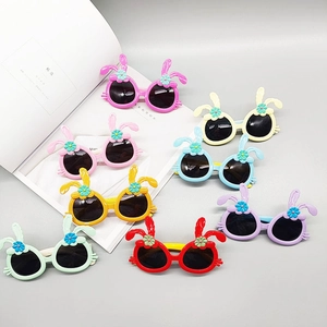 Kids Polarized Sunglasses Cartoon Rabbit Ear Cute Floral Plastic Frame UV Protection Toddler Girls Boys Eyewear