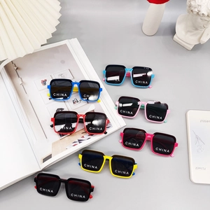 Kids Sunglasses TPEE Frame Resin Lens UV400 Protection Polarized Square Large Frame Trendy Contrast Color Children Eyewear