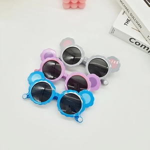 Polarized bear ear sunglasses for kids in grey, purple, pink and blue colors
