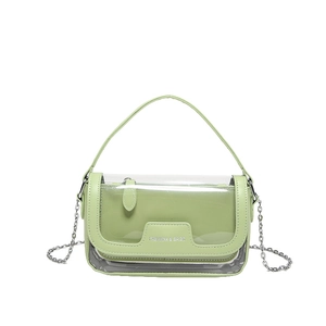 Hellgrüne transparente PVC-Gelee-Tasche mit Kettenriemen und Tragegriff
