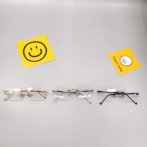 Lunettes carrées sans monture pour enfants et parents en tons or rose, argent et noir