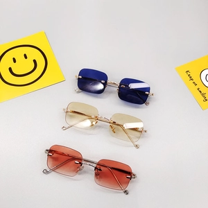 Lunettes De Soleil Rectangulaires Sans Monture Pour Enfants Mode Monture Métallique Protection UV400 Style Rétro Garçons Filles