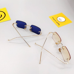 Lunettes enfant rectangulaires sans monture anti-lumière bleue avec branches en métal