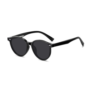 Occhiali da sole TR90 classici nero lucido per bambini con rivetti in metallo argento