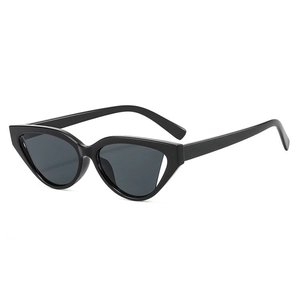 Classic black cat-eye sunglasses with retro small frames and dark grey lenses for women