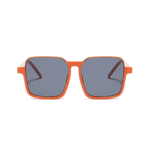 Lunettes de soleil minimalistes pour enfants à monture carrée orange et verres noirs