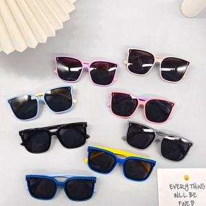 Kids Sunglasses Square Large Frame UV Protection Flexible TPEE TR90 Candy Colors Fashionable Trendy Outdoor Eyewear