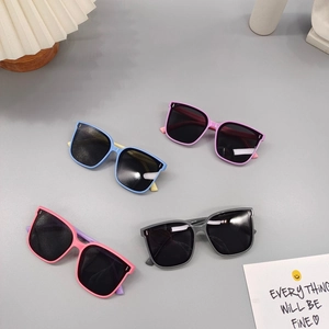 Kids polarized square sunglasses in pink, purple, blue and grey candy colors set