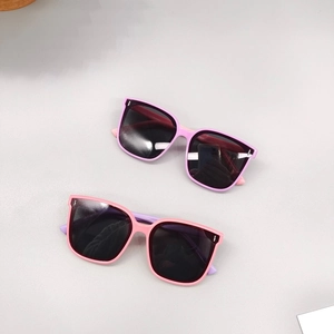 Children's polarized square sunglasses set in candy colors with silver rivet accents