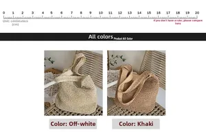 Vue détaillée de la texture du sac en paille tressée en crème et kaki pour la plage