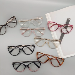 Multiple stylish cat eye TR90 glasses frames in various colors for men and women