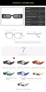 Detailed technical specifications and dimensions for cyber rectangle sunglasses with PC frame