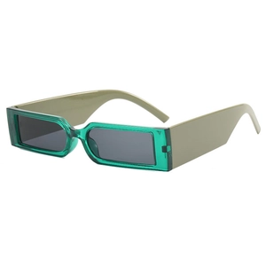 Cyberpunk square green transparent sunglasses with khaki temples for 2025 fashion