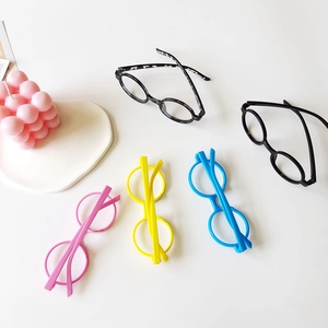 Kids round fashion glasses frame collection in pink yellow blue black and floral patterns