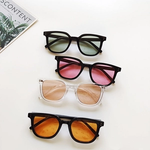 Rectangle fashion sunglasses set with green, pink and orange lenses in multiple color frames
