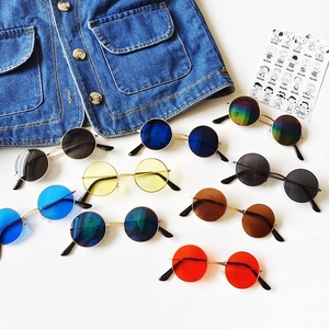 Retro round metal sunglasses for kids in various colors with vintage fashion frames