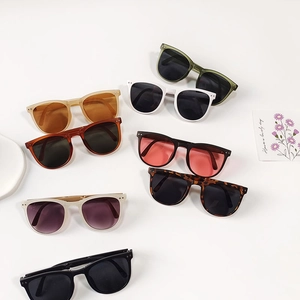Foldable kids square sunglasses collection with assorted colorful ocean lenses