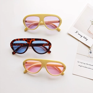 Three pairs of retro flat-top aviator sunglasses for kids with triple stud details