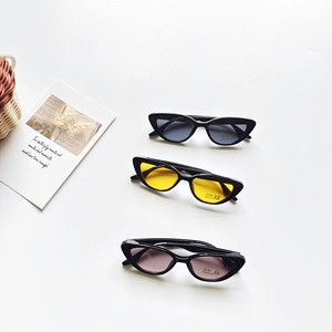 Triangle cat-eye children sunglasses with UV400 protection in colorful lenses and black frames