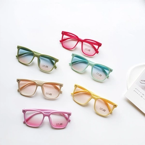 Retro square frame kids sunglasses in multiple gradient colors with UV400 protection