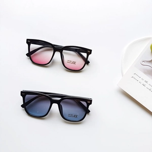 Vintage square sunglasses for kids with UV400 protection in pink and blue gradient lenses