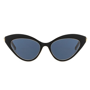 Lunettes de soleil œil de chat chic avec monture noire mate et détails de chaîne