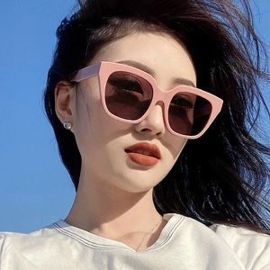 Rosafarbene quadratische Übergroße Sonnenbrille für Damen mit Vintage-Stil Weißem Rahmen