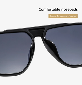 Detail of integrated comfortable nosepads on sunglasses for pressure-free wearing