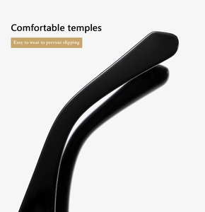 Detail of ergonomic black glasses temples with anti-slip design for comfort and stability
