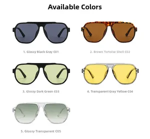 Retro aviator sunglasses collection in five assorted lens colors and frames