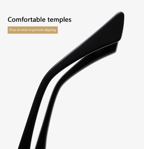 Detail view of smooth black anti-slip temples on rectangular fashion sunglasses