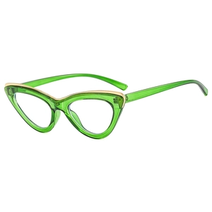 Retro Cat Eye Glasses Frame With Metal Trim Anti Blue Light Fashion Eyewear For Women Trendy Clear Lens