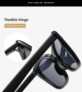 Vue détaillée de la charnière flexible et de la peinture laquée sur les lunettes noires