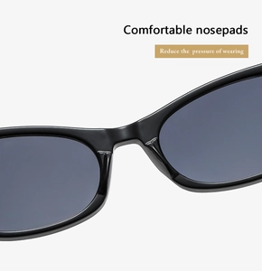 Détail des plaquettes de nez intégrées sur lunettes de soleil œil de chat pour le confort