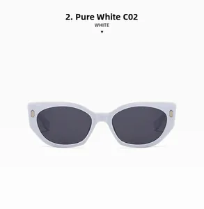 Detailansicht der weißen Katzenaugen-Sonnenbrille mit goldener Verzierung am Scharnier