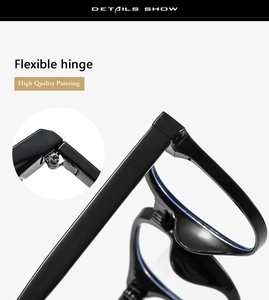 Detail view of the flexible hinge construction on a black glossy eyewear frame