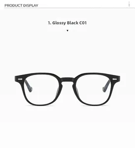 Front view of classic bright black full-rim glasses with stylish silver metal studs