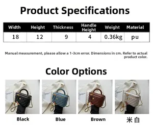 Size guide for quilted PU leather crossbody bag with chain strap and flower zipper