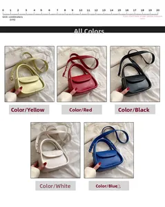 Detailed grid view of minimalist faux leather square handbags in five vibrant colors