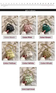 Quilted mini cylinder chain bags shown in seven different colors with top handles