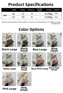 Guide des tailles du sac seau en maille avec dimensions pour modèles S et L