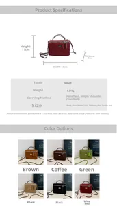 Detailed size chart for velvet quilted box bag with dimensions 16x11x8cm and chain strap