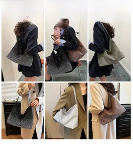 Détail du sac cabas Hobo à strass montrant la texture brillante et la grande capacité