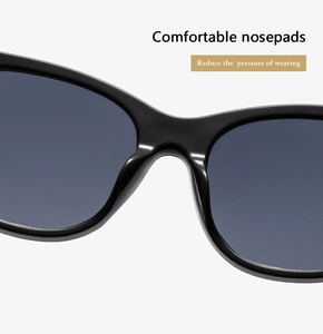 Close-up of comfortable nose pads on black sunglasses to reduce wearing pressure