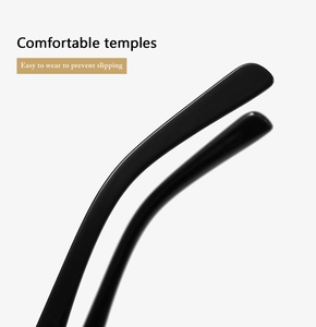 Detail of comfortable ergonomic eyewear temples with anti-slip design and glossy black finish