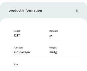 Detailed product specifications for model 2217 polarized PC square sunglasses